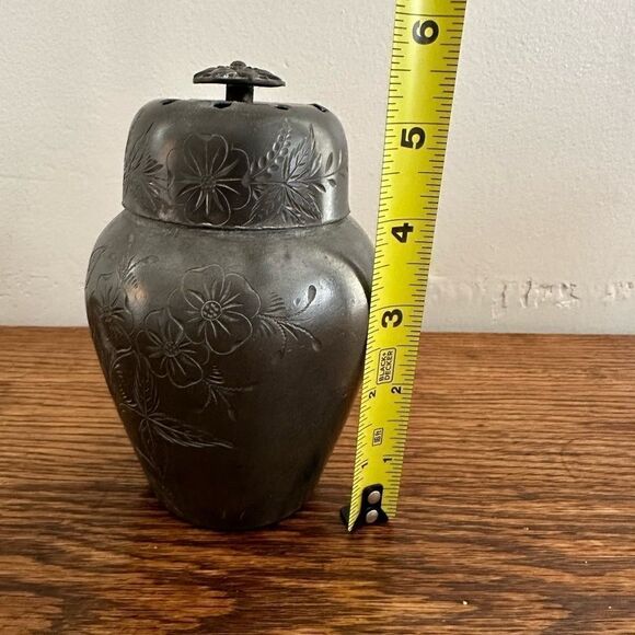 Aurora Quadruple Silver Plated‎ Ginger Jar Floral Etching Antique 1890’s - Picture 3 of 11